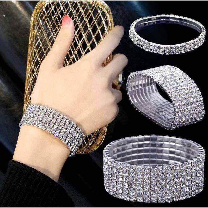 水钻超闪手链宽版满钻高端气质手镯遮疤手饰女小众钻石手腕手环女