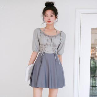 胖mm保守学生度假泳装 2025新款 泳衣女连体高颜值遮肚显瘦温泉大码