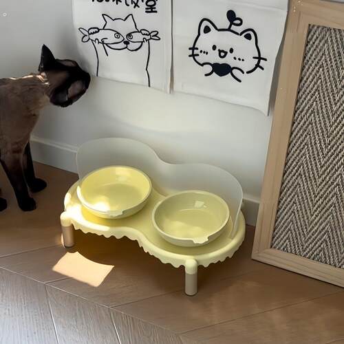 猫碗陶瓷猫食盆猫咪饭碗喝水碗粮碗增高架保护颈椎宠物碗不易打翻