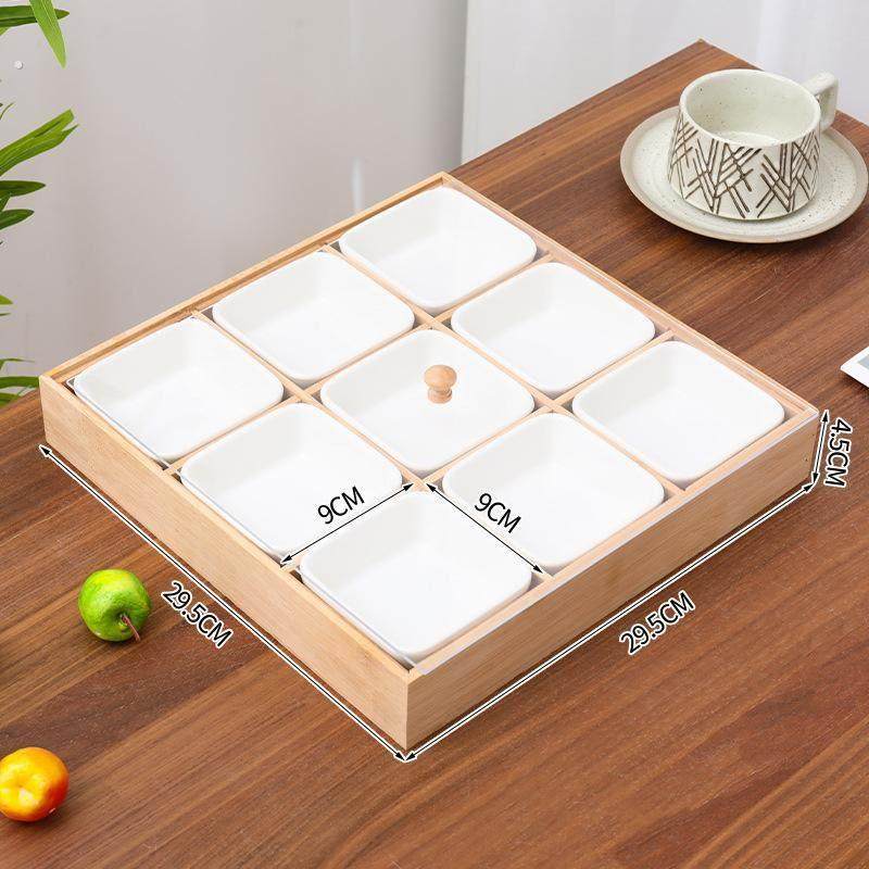 围炉竹木九宫格餐具碟子火锅店酱料分格餐盘蔬菜托盘烤肉木盘拼盘,餐饮具,盘,淘宝优惠券,粉丝福利购,淘宝优惠卷