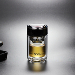 高档商务双层玻璃杯钛盖加厚礼品杯子办公随手养身迷你小巧女士杯