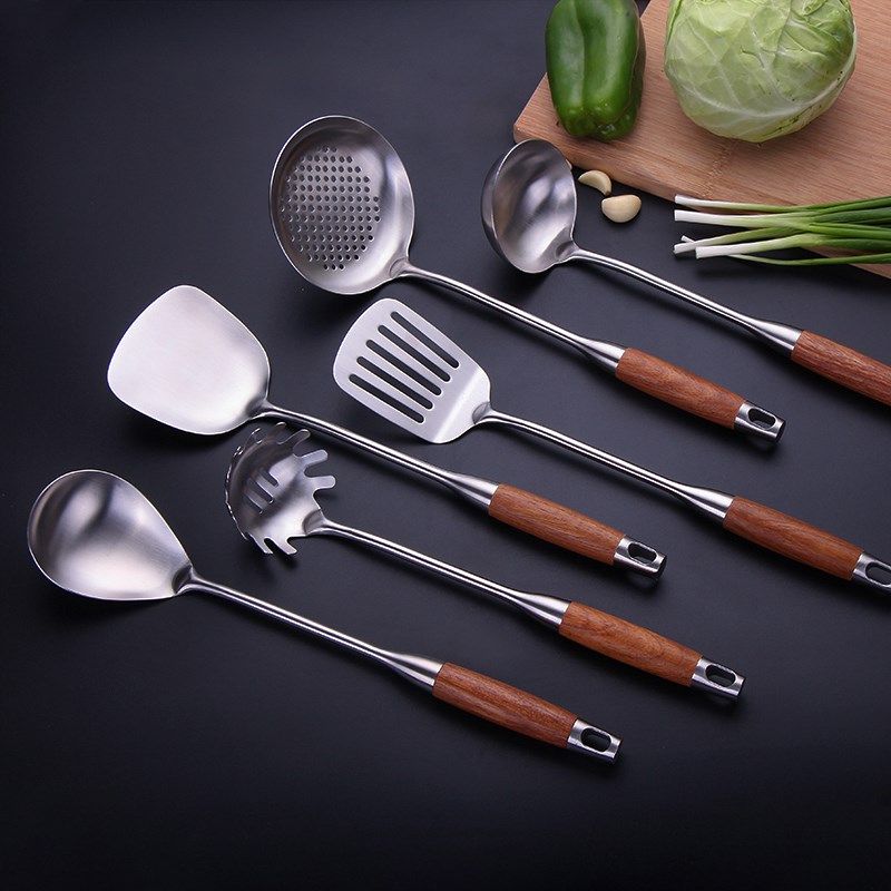家用厨具套装304不锈钢六件套 铲勺全套锅铲炒菜汤勺木柄厨具套装,厨房/烹饪用具,全套勺铲,淘宝优惠券,粉丝福利购,淘宝优惠卷