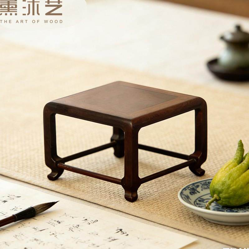 红木微型盆景宋式精品底座建盏紫光檀玉器文玩香炉花瓶饰品托架