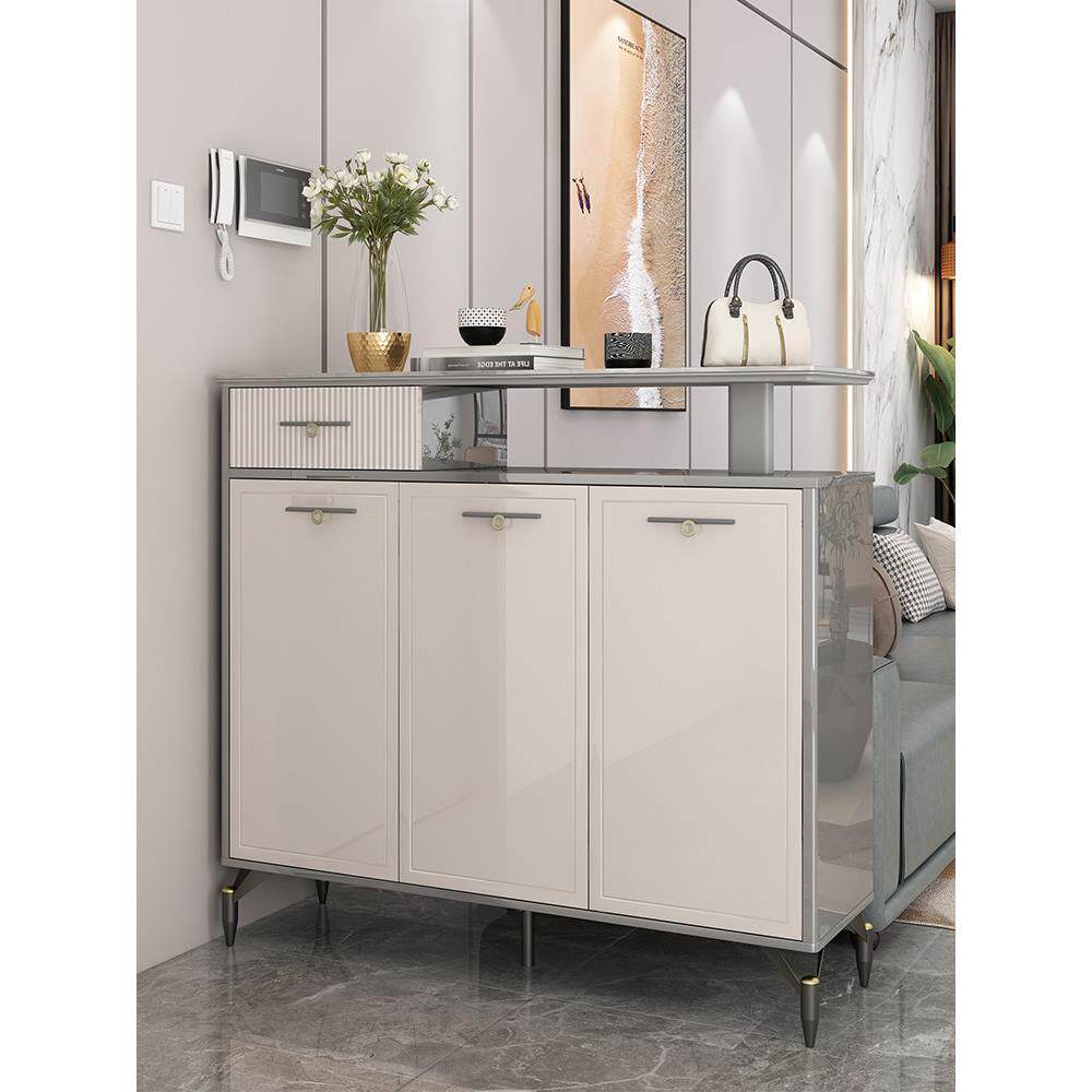 岩板轻奢烤漆鞋柜家用门口玄关隔断柜小户型客厅一体置物柜门厅柜