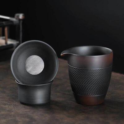 紫陶公道杯茶海陶瓷分茶器公杯匀杯茶漏滤茶器紫砂过滤茶隔功夫茶