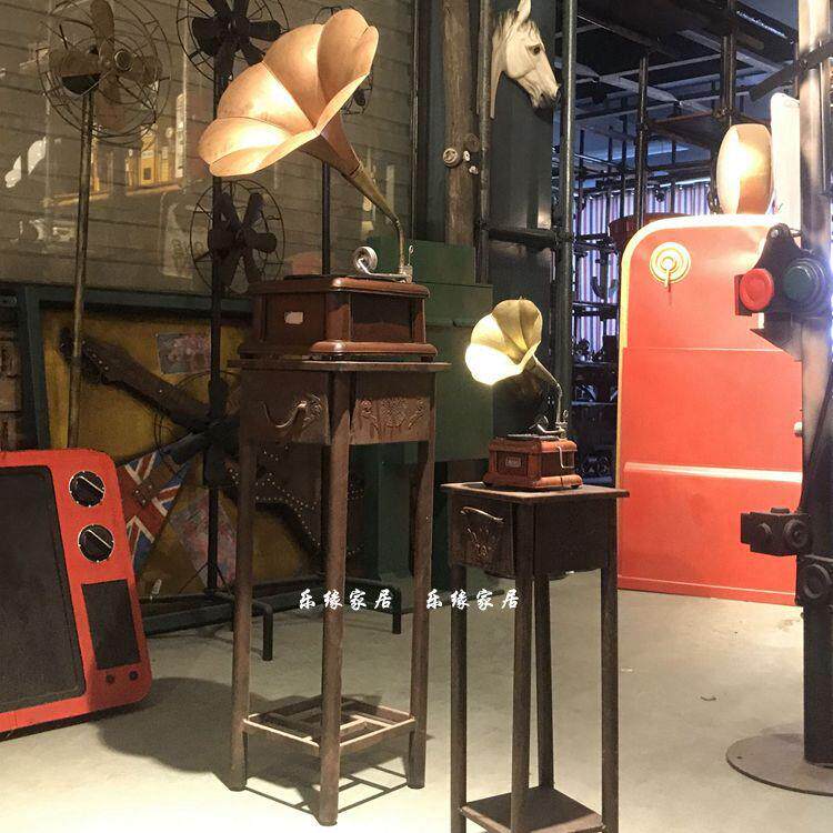 复古欧式留声机装饰品室内家居庭院铁皮模型摆件店铺开业活动道具