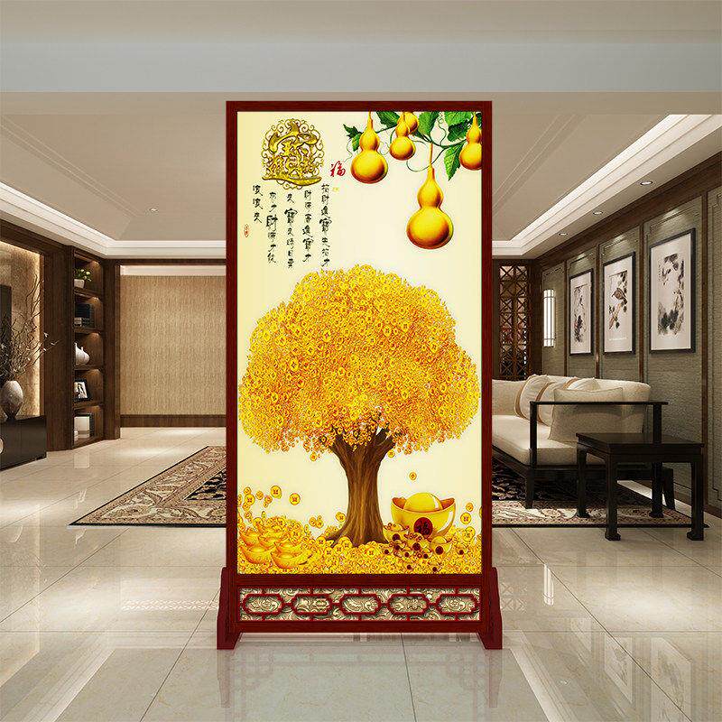 新中式座屏隔断墙 可定制木质屏风 客厅玄关用移动屏风 办公室家