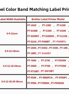 适用于兄弟标签机色带12mm9 18 24Pt-E115B/D210标签胶带印刷纸Tze631