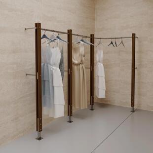 服装店展示架上墙胡桃中古风陈列架女装店组合道具工作室挂衣架子