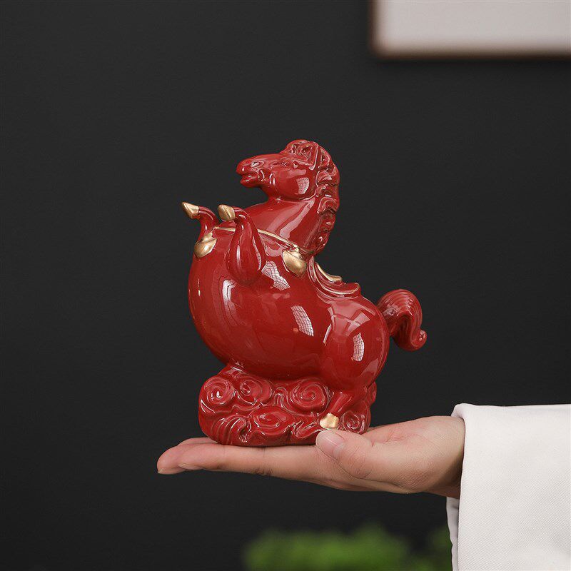 马年陶瓷马摆件创意家居装饰品客厅办公室吉祥物招财马到成功礼物