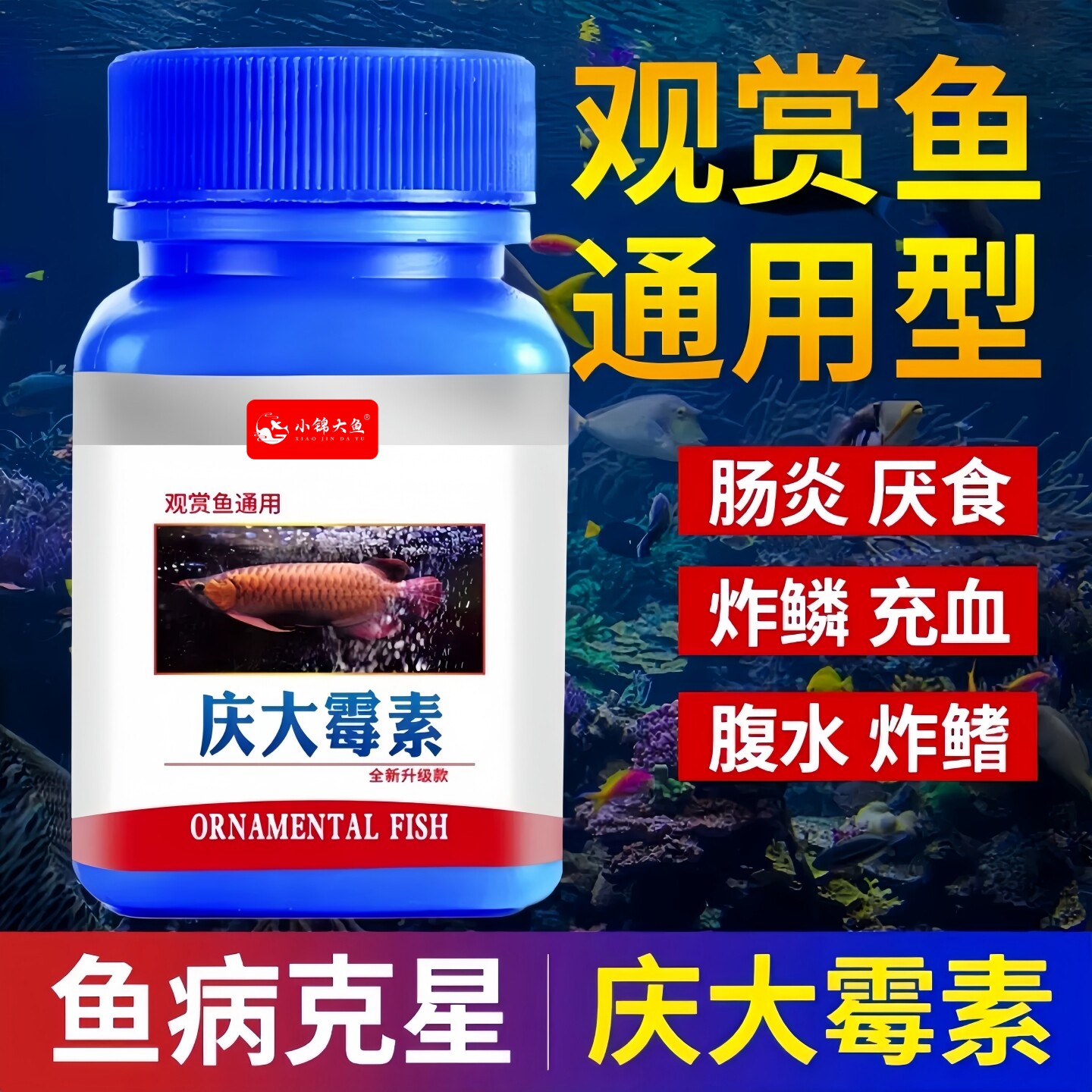 庆大霉素鱼病专用药鱼用观赏鱼锦鲤乌龟肠炎烂鳃腐皮水族鱼缸专用