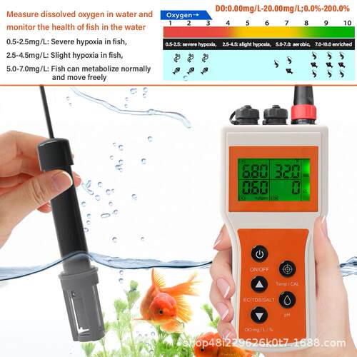 便携式6合1水质分析仪溶解pLh计E氧C电检导率SAYK-100T盐度水培鱼