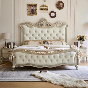 法式公主实木床奶油风软包欧式主卧高端大气2米x2米2源头工厂直发