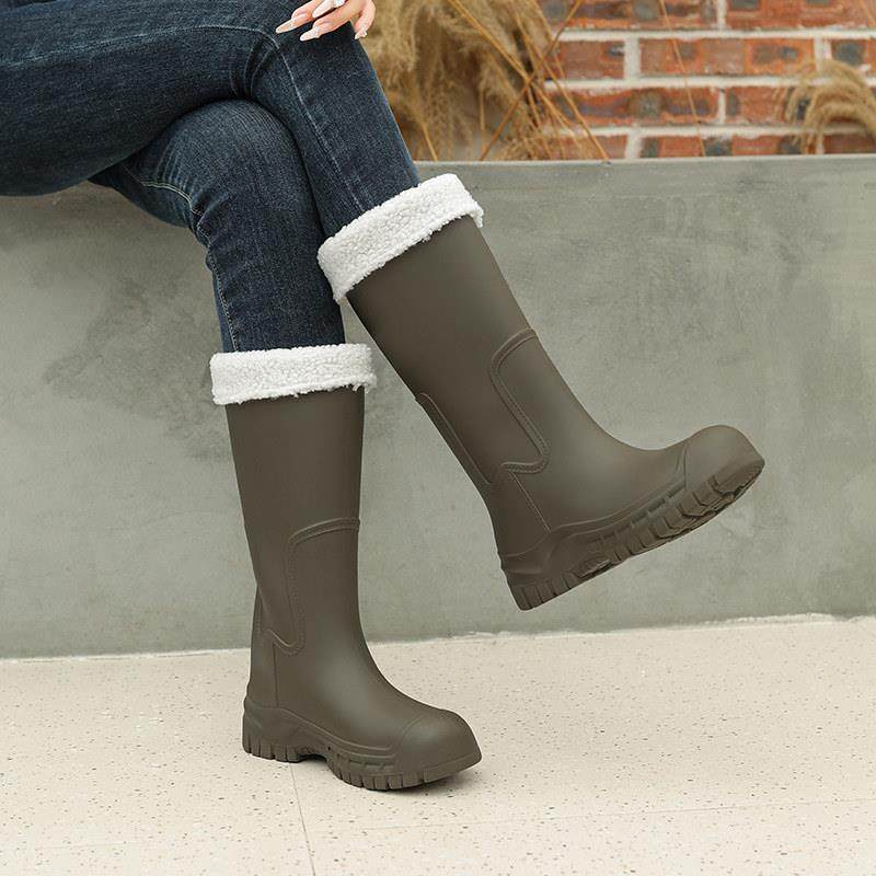 束口一体加绒保暖雨鞋女士防滑厚底户外露营长筒雨靴防水胶鞋高筒,居家日用,雨鞋/雨靴,淘宝优惠券,粉丝福利购,淘宝优惠卷