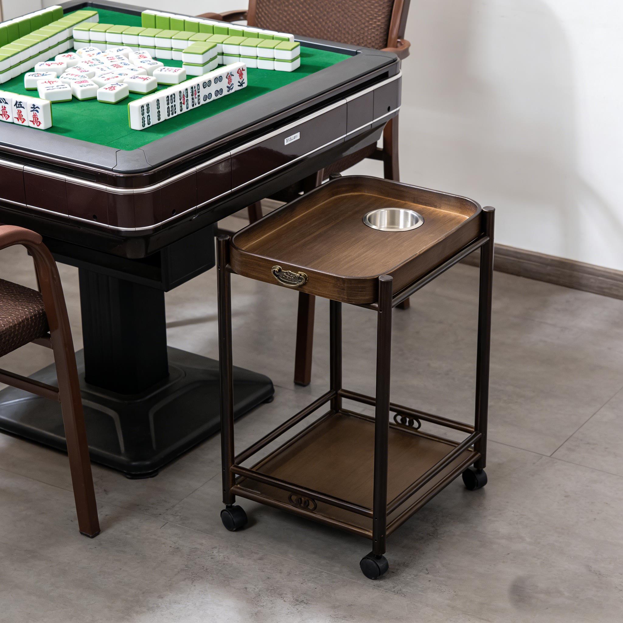 麻将机茶几棋牌室专用边几可移动麻将桌旁茶水架水杯烟灰缸置物架