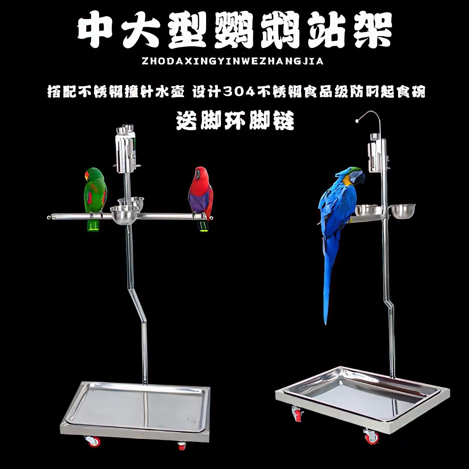 大型鹦鹉站架7字鸟架不锈钢f架子双鸟架中大型鹦鹉专用超大号站架