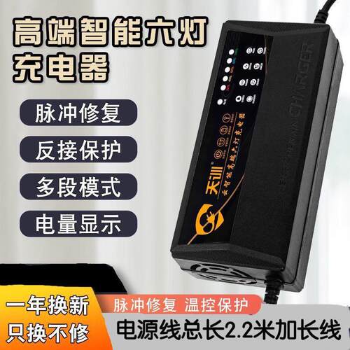 【六灯显示】自动断电电动车电瓶车充电器48V60V72V20A铅酸电池两