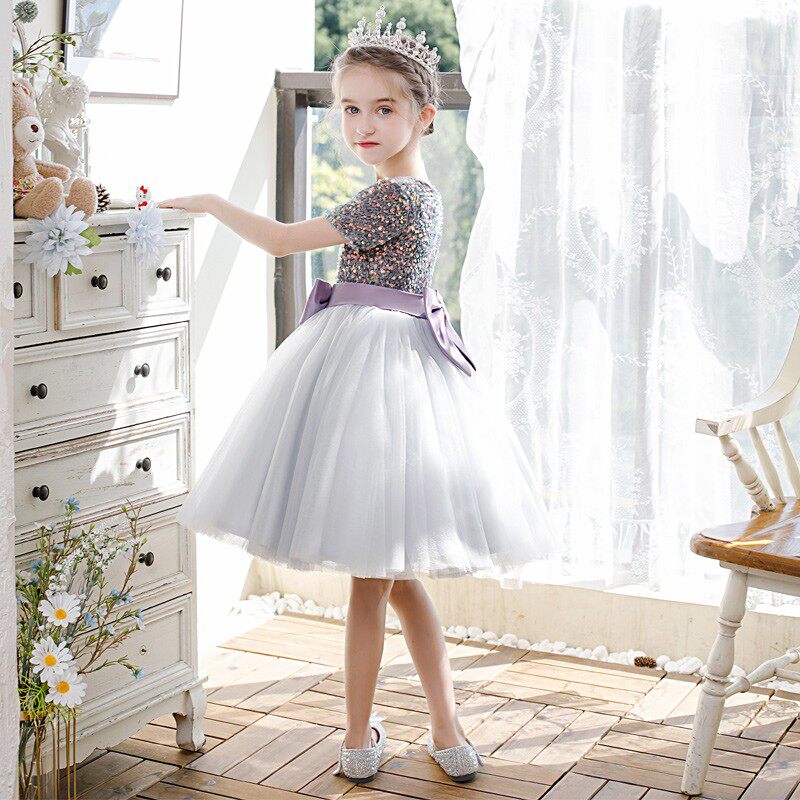 儿童礼服公主裙女童钢琴演出服高端小女孩生日模特走秀晚礼服秋冬