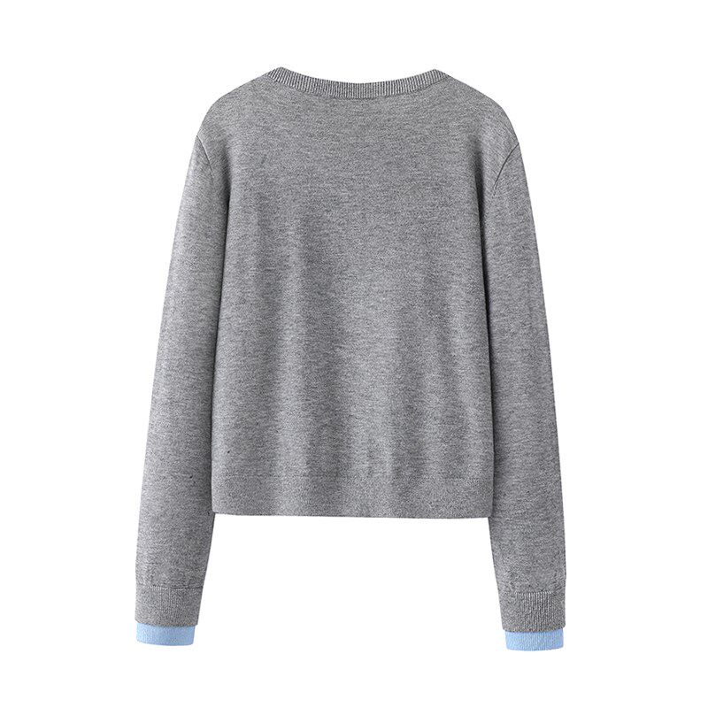 阔系假两件针织衫开衫外套毛衣女2025春季新款内搭打底衫小上衣