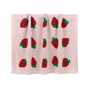 新款可爱草莓针织毛线毯多功能婴儿盖被宝宝纯棉推车毯80*100Cm