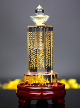 水晶楞严咒经幢塔佛顶尊胜陀罗尼塔家用装藏密封佛具桌面摆木底座