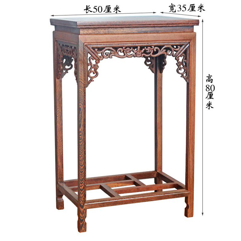 中式客厅鸡翅木实木花架古典明清镂雕奇石头根雕摆件鱼缸方形底座