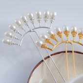 汉服头饰珍珠排簪古风假发配饰造型明制汉服发饰五排排钗盘发发簪