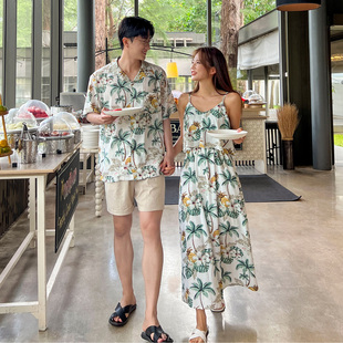 disoo情侣装夏装2025新款特别的一裙一衣套装沙滩海边连衣裙衬衫