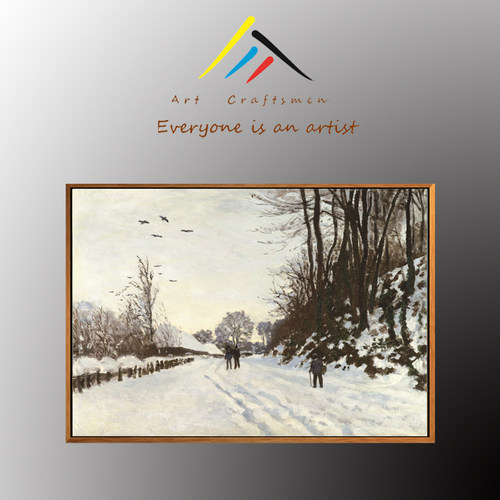 《雪路》莫奈客厅装饰画有框酒店卧室餐厅油画挂画成品简约白风景
