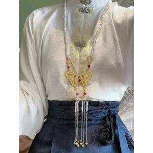 新中式马面裙项链上衣配饰女童长璎珞背云流苏古风汉服吊坠国风女