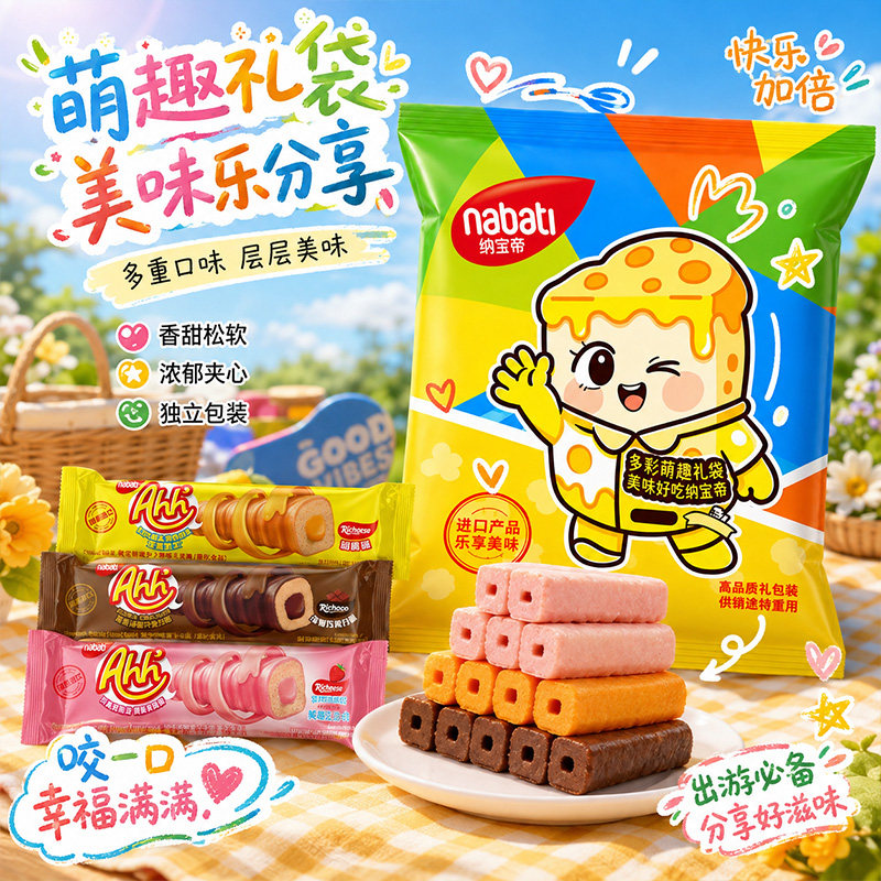 印尼进口nabati纳宝帝玉米爆米花/玉米球/甜甜