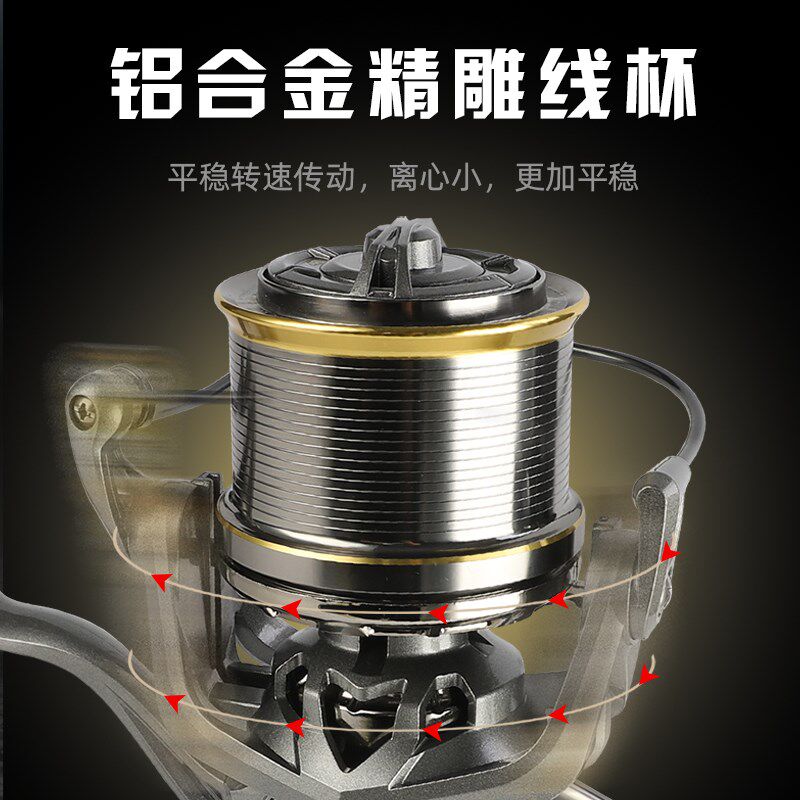 纺车轮远投轮锚鱼轮金属巨锚杆鱼线轮海竿渔轮渔线轮子斜口浅线杯