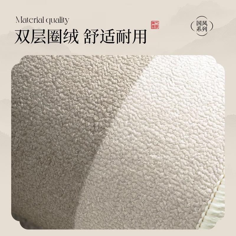 新中式黄色入户门地垫进门长条门垫厨房阳台茶室门口金色圈绒地毯图片