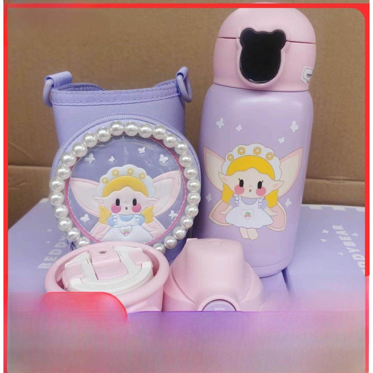 杯熊智能儿童保温冷杯吸管幼儿园男女宝宝温度展示学生水杯壶