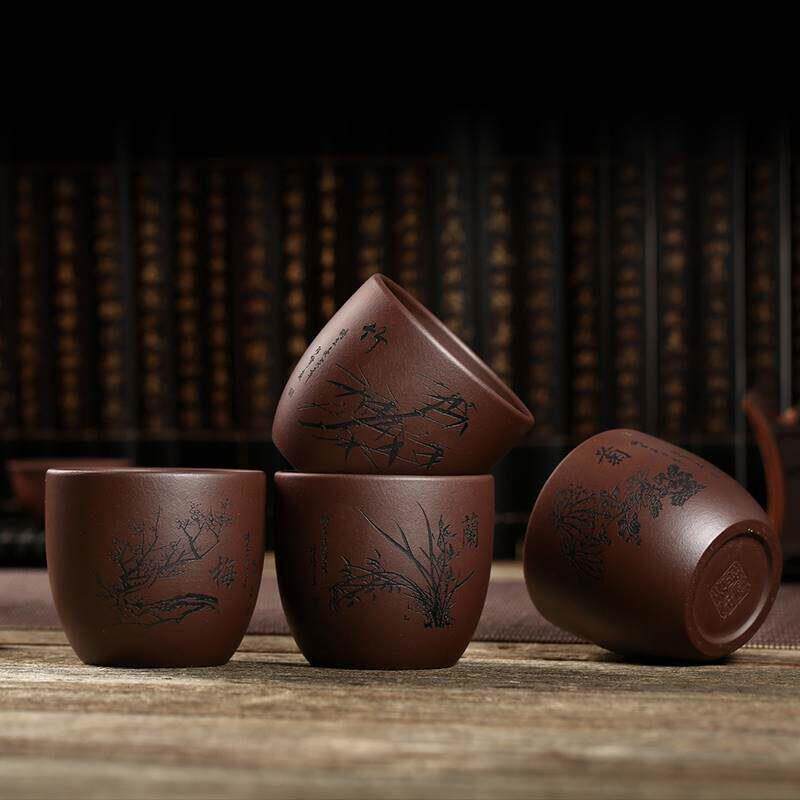 尊壶宜兴紫砂品杯手工单杯品茗杯主人杯功夫茶具小茶杯子家用套装