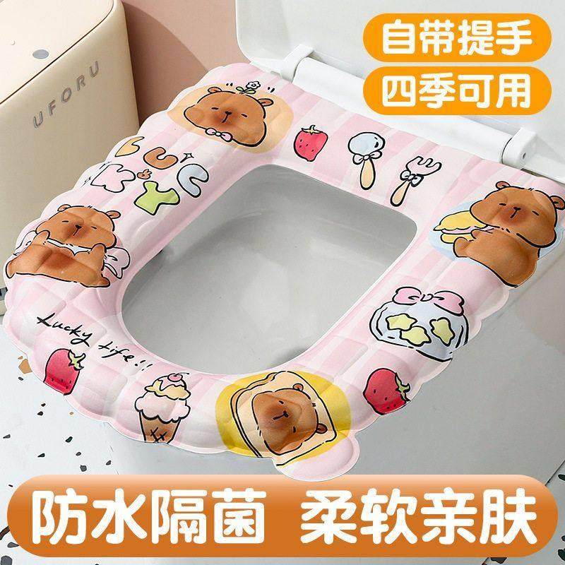 加厚防水马桶坐垫 EVA材质四季通用 提手设计卡皮图案贴