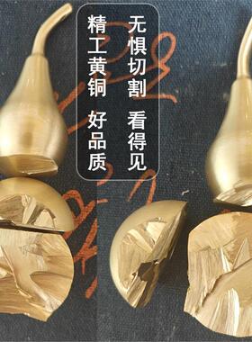 纯黄铜葫芦随身携带挂件小摆件实心铜葫芦绑黄绳不开口闭口的
