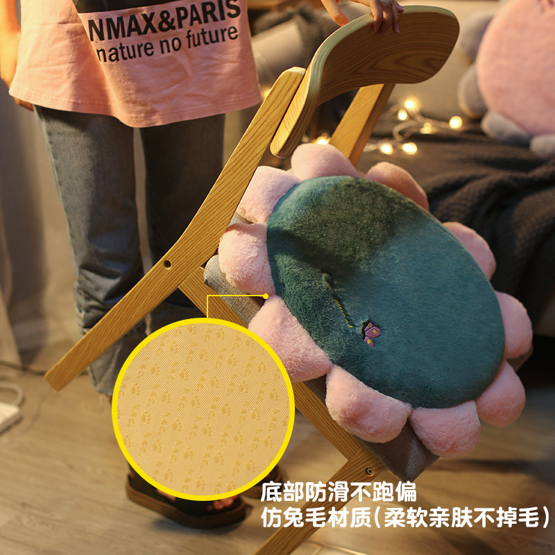圆形花瓣坐垫记忆棉毛绒椅子垫座椅凳子屁股垫子可爱椅垫餐椅屁垫