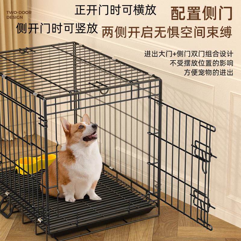 新款侧门折叠狗笼子加粗加厚折叠免安装加固大空间猫笼