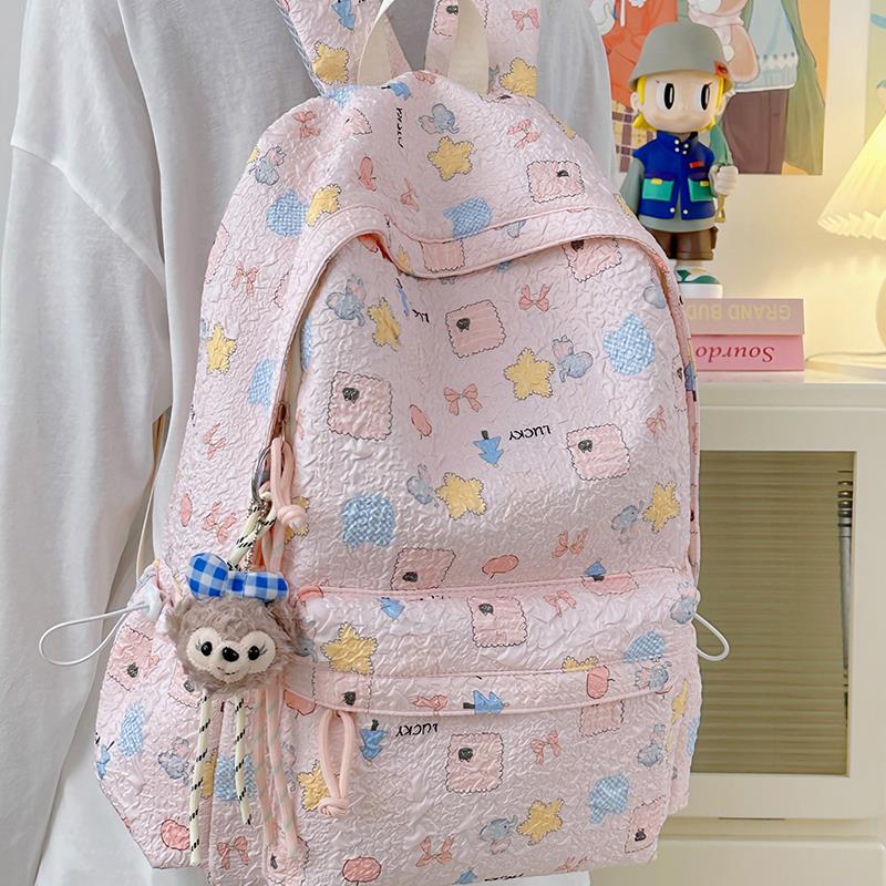 初中生双肩背女孩三到六年级上课书包小学生超轻防水补课旅游包女