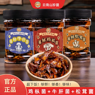 云南鸡枞菌酱松茸菌牛肝菌香辣油浸即食特产油炸油鸡枞220g拌面