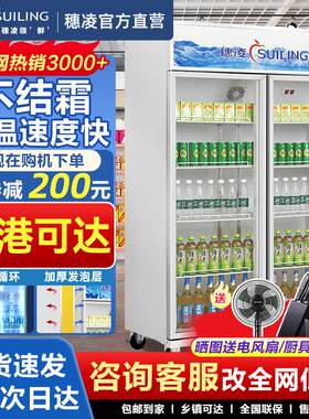 穗凌冰柜立式冷藏展示柜商用大容量风冷无霜饮料保鲜柜超市冷饮柜