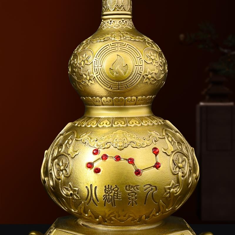 纯铜九紫离火葫芦摆件开口开盖空心葫芦招财风水家居客厅桌面装饰