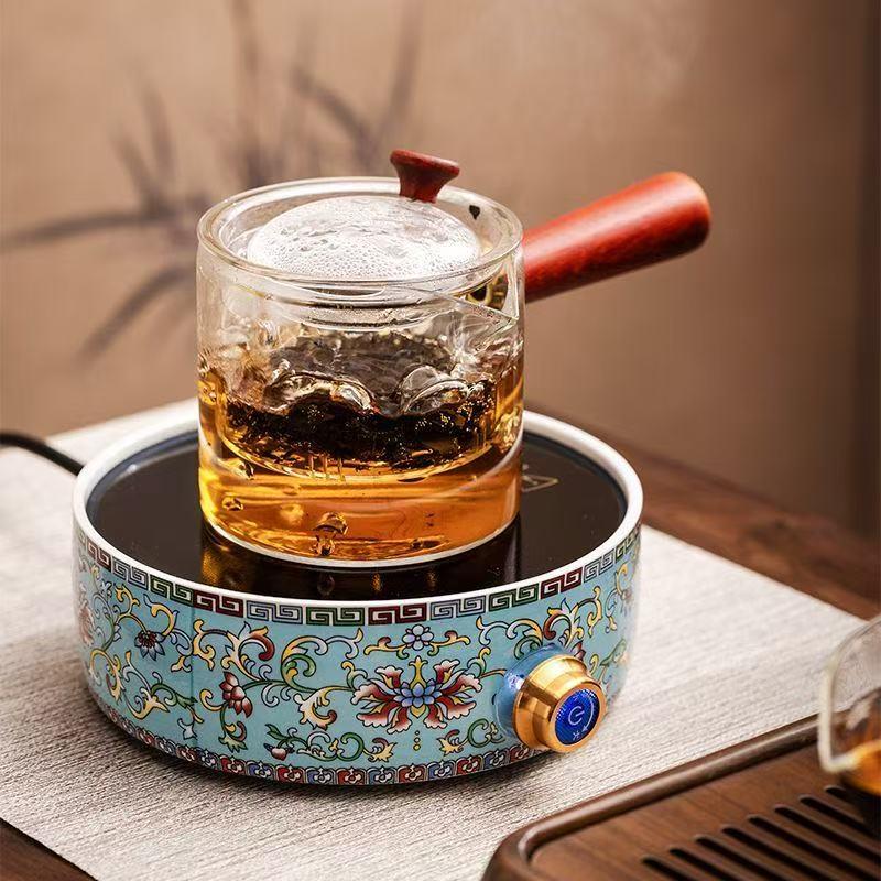珐琅彩陶瓷电陶炉煮茶器小型茶炉围炉茶壶养生壶烧水壶套装泡茶炉