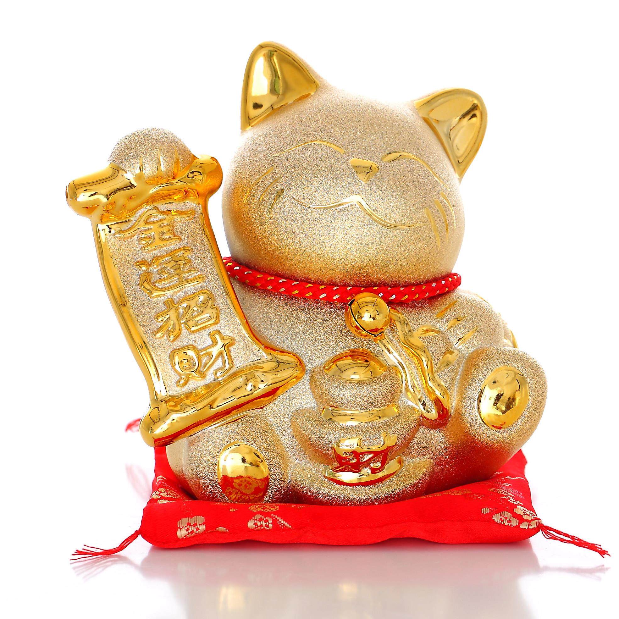 金色招财猫摆件大号陶瓷储蓄罐招财猫开业礼好运招财11寸12寸