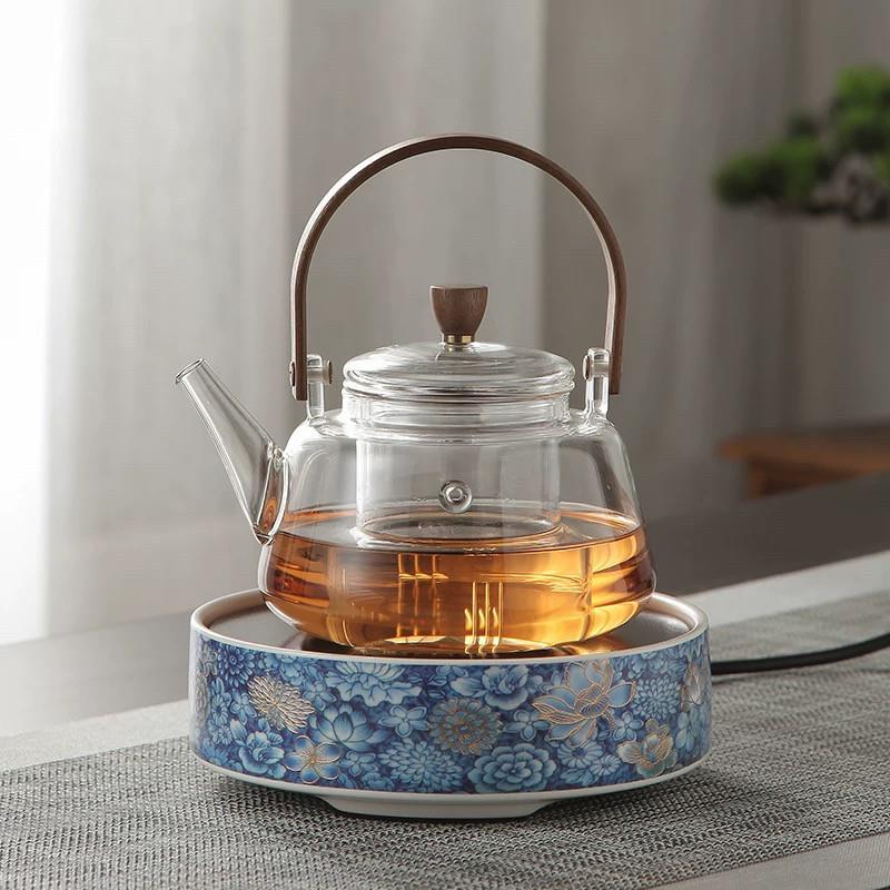 提梁耐热玻璃煮茶壶烧水泡茶专用陶瓷电陶炉耐高温家用电热煮茶器