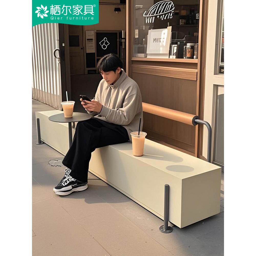 公园椅户外休闲椅设计师款金属座椅室外咖啡厅外摆靠背长凳长椅