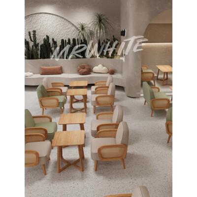 奶茶店甜品店桌椅组合简约休闲实木咖啡厅餐厅书吧双人休息区沙发