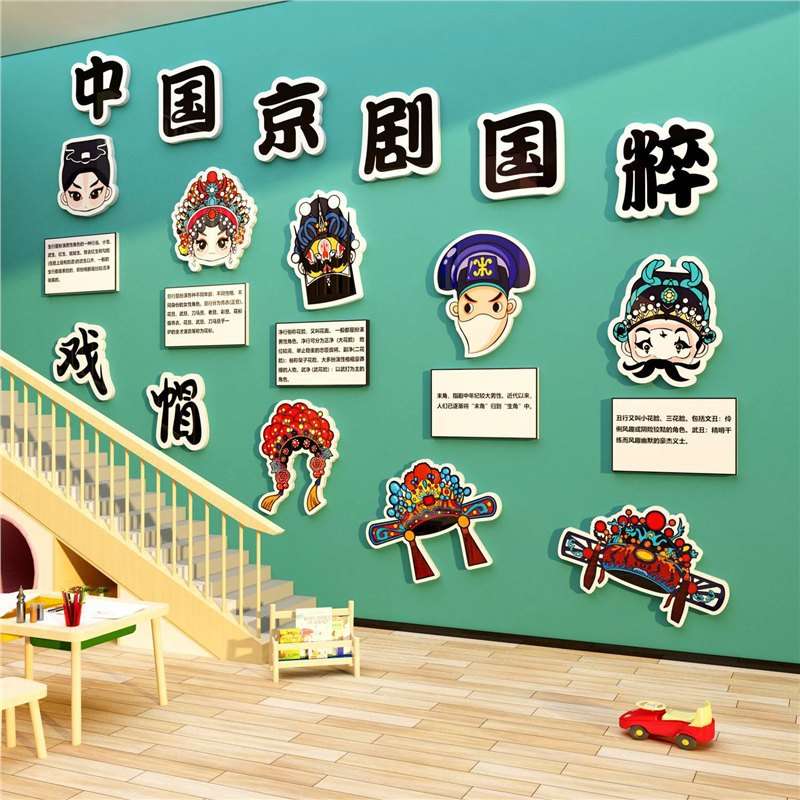 中国京剧国粹传非遗统文化幼儿园环创主题墙面装饰成品生旦净末丑