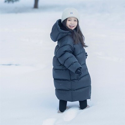小满鹅儿童羽绒服男女童90鹅绒加厚保暖中长款外套中大童亲子冬装